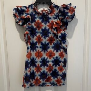 Banjanan Navy, Rust & White Floral-Print Top